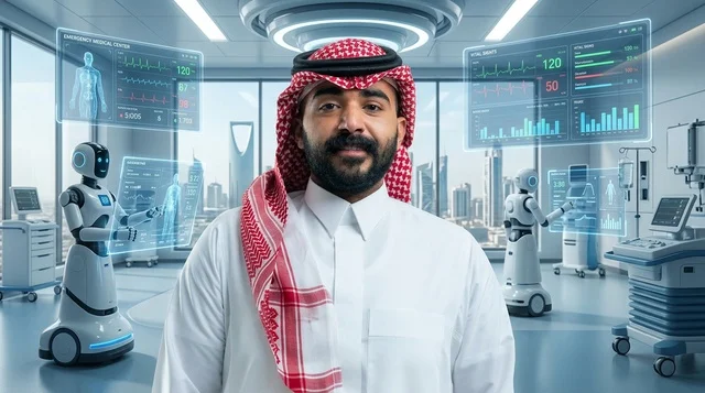 رجل سعودي في مستشفى ذكي مستقبلي بالرياض