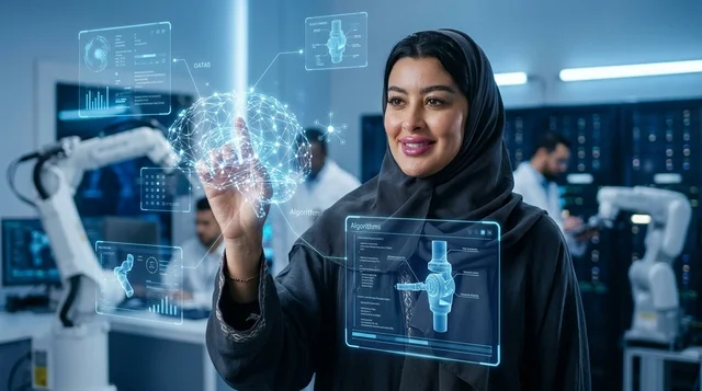 Saudi Female Engineer in High Tech Robotics Lab
