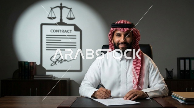 امرأة عربية تستخدم شاشة واجهة هولوغرام رقمية مستقبلية