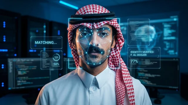 Saudi Man Facial Recognition Biometrics Technology