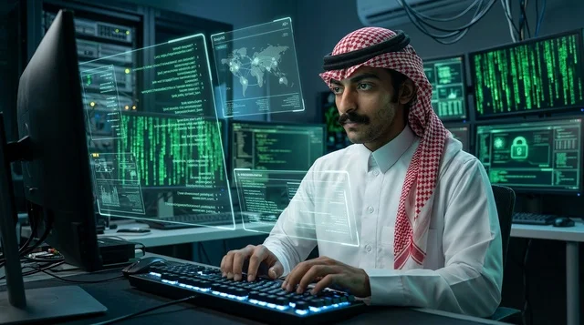 Arab Cybersecurity Specialist in Tech Data Center