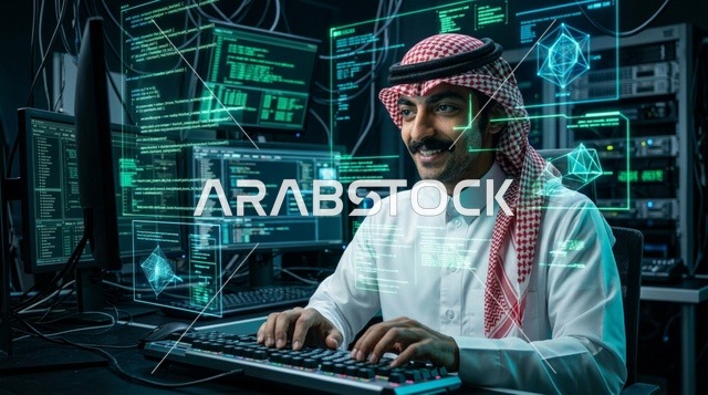 مهندس برمجيات سعودي يعمل على شاشات هولوغرام متطورة