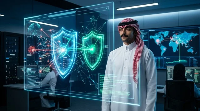 أخصائي أمن سيبراني سعودي في مركز التحكم بالبيانات