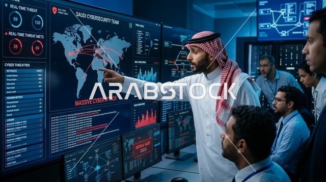 فريق الأمن السيبراني السعودي في مركز العمليات