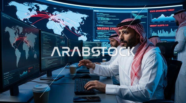 متخصصو الأمن السيبراني السعودي في مركز قيادة متطور