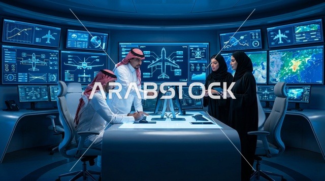 متخصصو طيران سعوديون في غرفة تحكم تكنولوجية حديثة