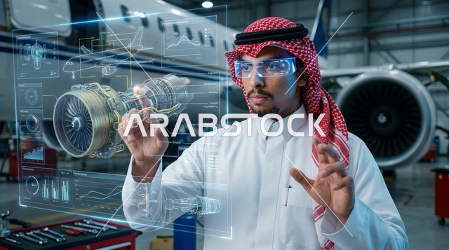 مهندس سعودي يستخدم تقنية الواقع المعزز في حظيرة طائرات
