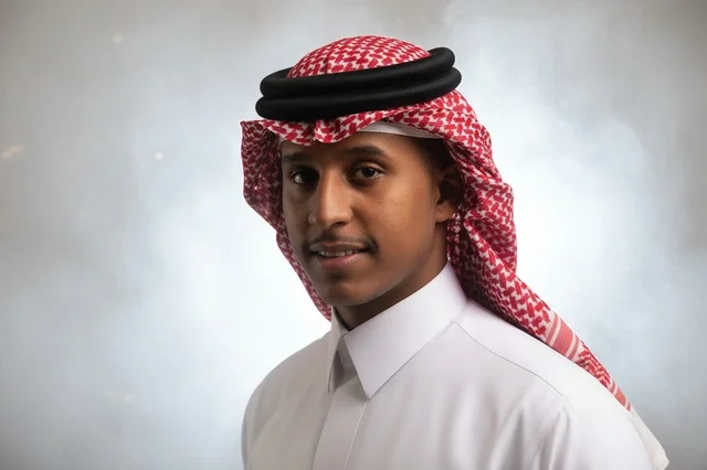 Saudi Man in Traditional Saudi Attire Studio Portrait