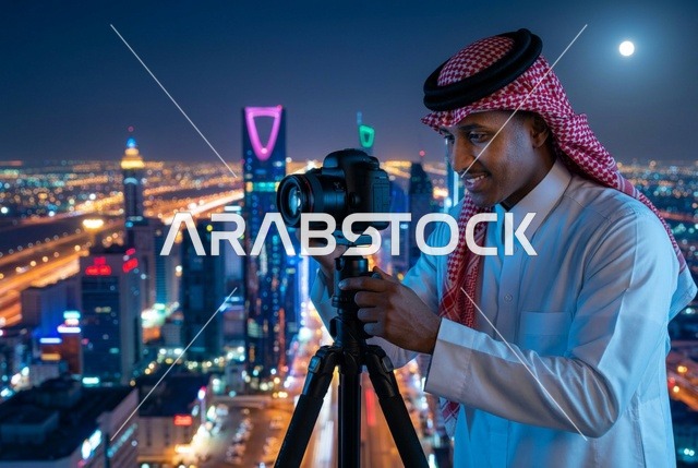 مصور سعودي يوثق أفق مدينة الرياض وبرج المملكة ليلاً