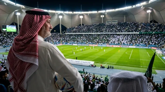 Saudi Man in Traditional Shemagh at King Fahd Stadium