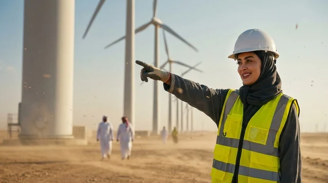 مهندسة سعودية في حقل توربينات طاقة الرياح