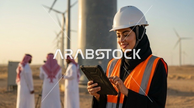 مهندسة سعودية في محطة توليد طاقة الرياح بالمملكة