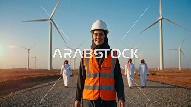 مهندسة سعودية في محطة توليد طاقة الرياح بالصحراء