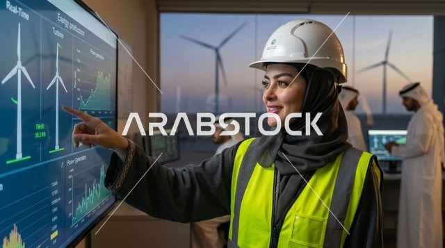 مهندسة إماراتية في غرفة تحكم طاقة الرياح النظيفة