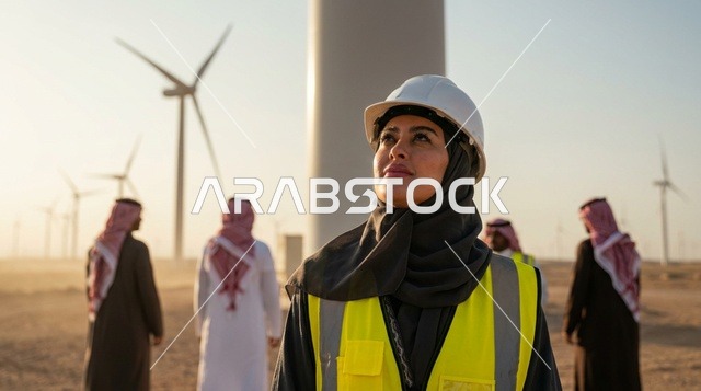 مهندسة سعودية في محطة توربينات طاقة الرياح بالصحراء