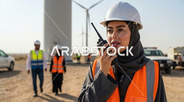 مهندسة سعودية تستخدم اللاسلكي في محطة طاقة الرياح