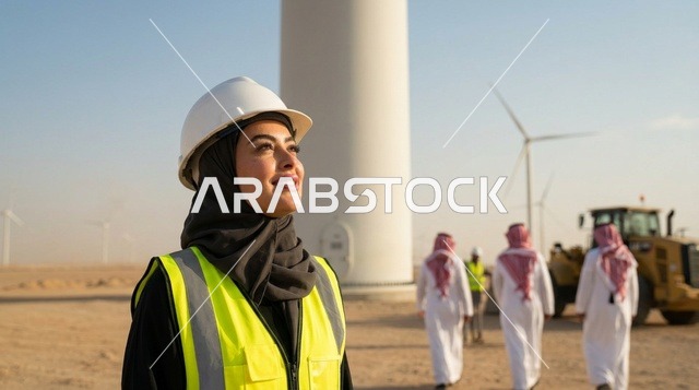 Saudi Female Engineer at Wind Energy Construction Site