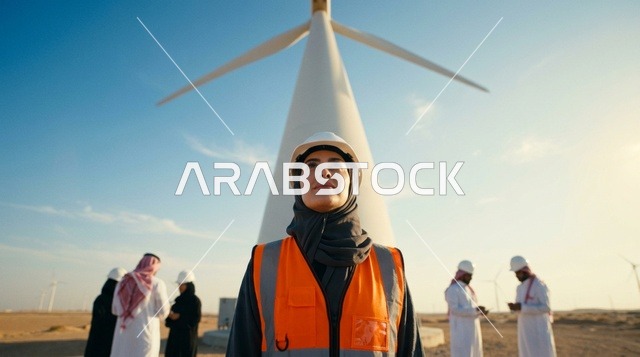 Saudi Female Engineer at Wind Turbine Power Plant