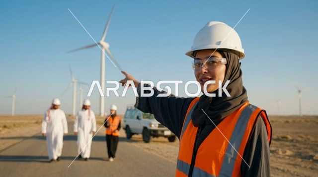 Saudi Female Engineer at Wind Farm Power Station