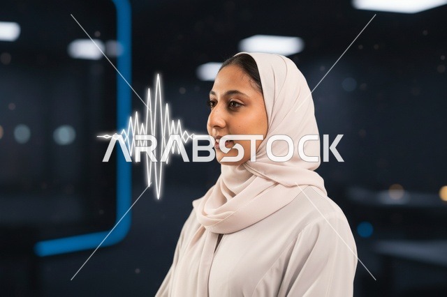 امرأة سعودية تستخدم تقنية هولوغرام الموجات الصوتية