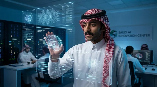 Saudi AI Innovation Center Professional with Hologram