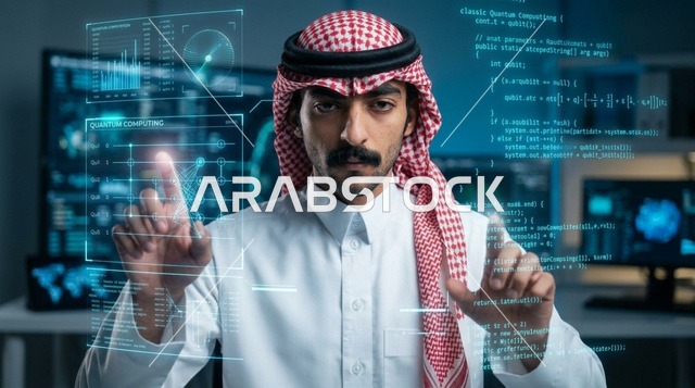 مبرمج سعودي يتفاعل مع واجهة هولوغرام ذكية متطورة