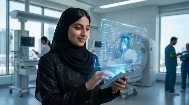 Saudi Female Doctor Using Holographic Lung Scan in Hospital
