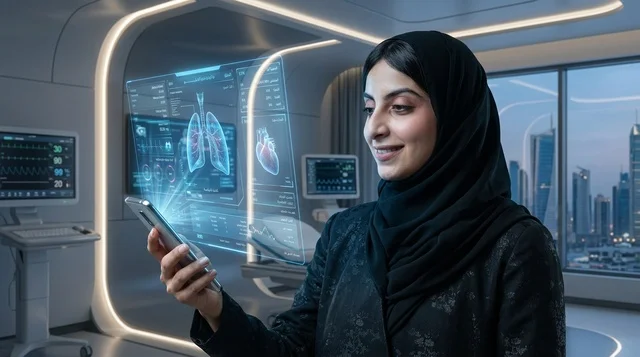 Saudi Woman Using Futuristic Medical Hologram Tech