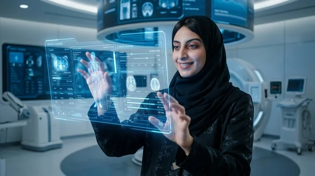 طبيبة سعودية تستخدم هولوجرام طبي مستقبلي في عيادة