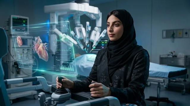 طبيبة سعودية تتحكم في روبوت جراحي داخل غرفة العمليات
