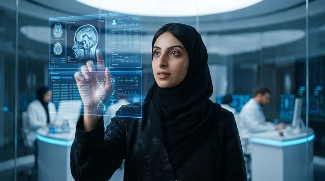 Saudi Female Scientist Using Futuristic Medical Hologram