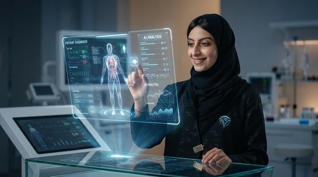 طبيبة سعودية تستخدم واجهة هولوغرام طبية مستقبلية