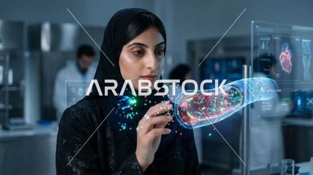 طبيبة سعودية في مختبر طبي متطور بالكامل