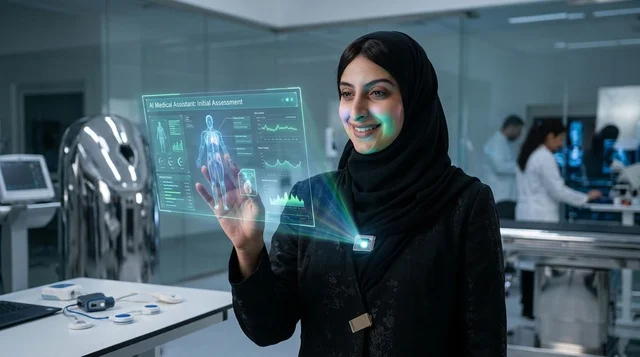 Saudi Female Scientist Using Medical Hologram in Tech Lab
