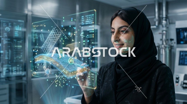 طبيبة سعودية في مختبر طبي متطور بالكامل