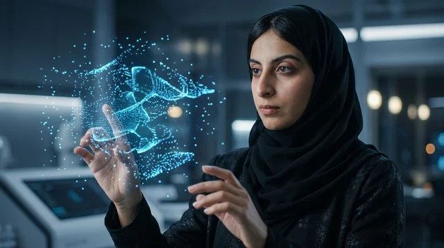 طبيبة سعودية في مختبر طبي متطور بالكامل
