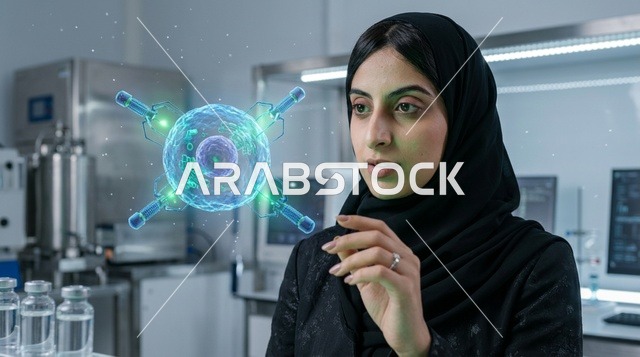 طبيبة سعودية في مختبر طبي متطور بالكامل