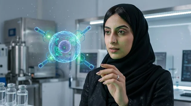 طبيبة سعودية في مختبر طبي متطور بالكامل