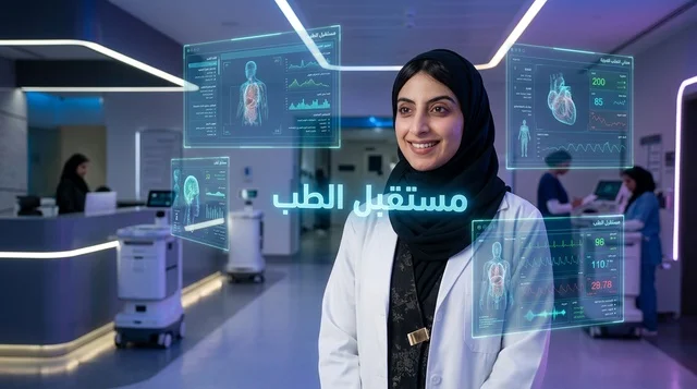 طبيبة سعودية في مختبر طبي متطور بالكامل