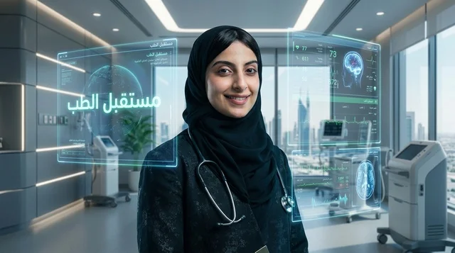 طبيبة سعودية في مختبر طبي متطور بالكامل