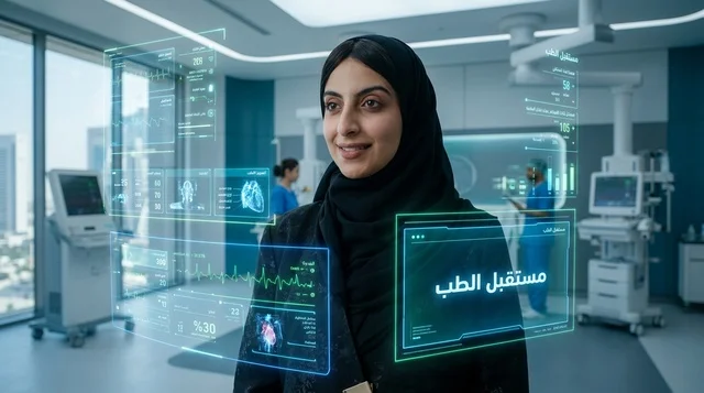 طبيبة سعودية في مختبر طبي متطور بالكامل