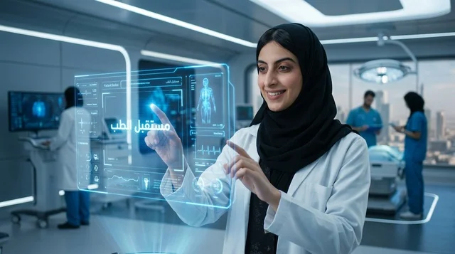 طبيبة سعودية تستخدم شاشة هولوغرام طبية ذكية