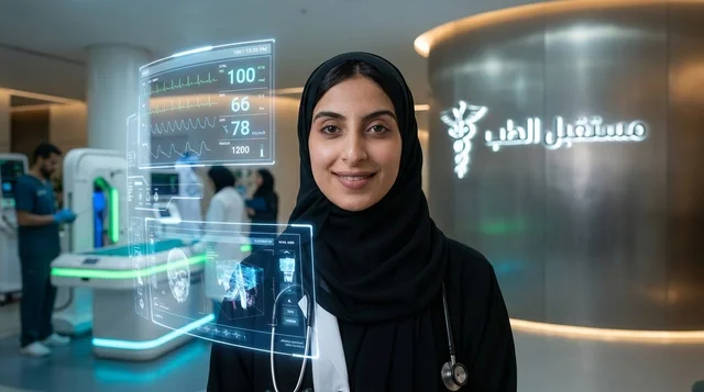 طبيبة سعودية في مختبر طبي متطور بالكامل