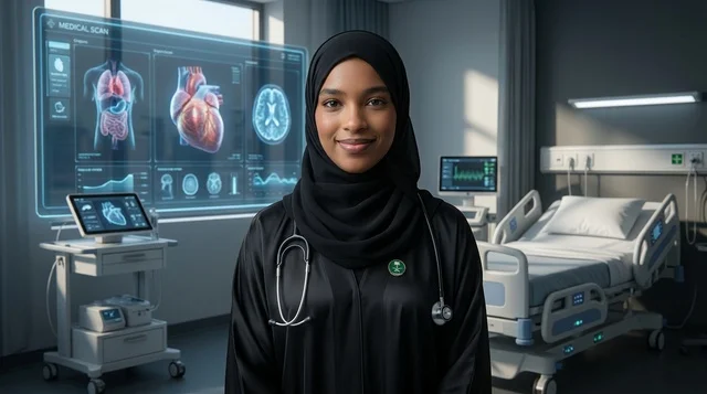 A Saudi doctor in a fully equipped medical laboratory. A Saudi doctor in a fully equipped medical laboratory.