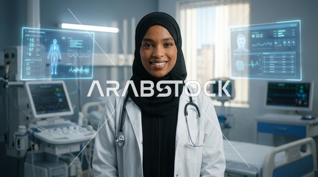 طبيبة سعودية في مختبر طبي متطور بالكامل