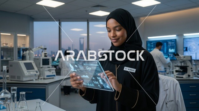 باحثة وعالمة سعودية في مختبر تقني متطور بالرياض