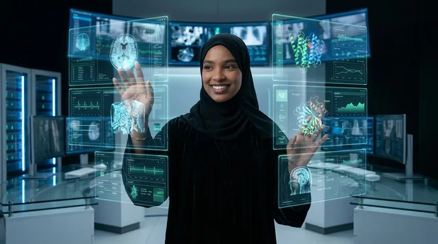 طبيبة سعودية تستخدم شاشات هولوجرام طبية متطورة