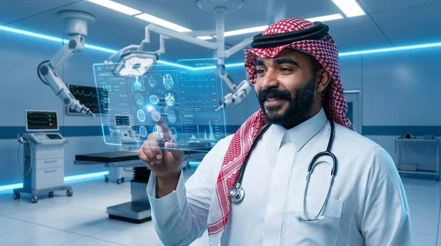 طبيب سعودي يستخدم تقنية الهولوغرام في غرفة العمليات