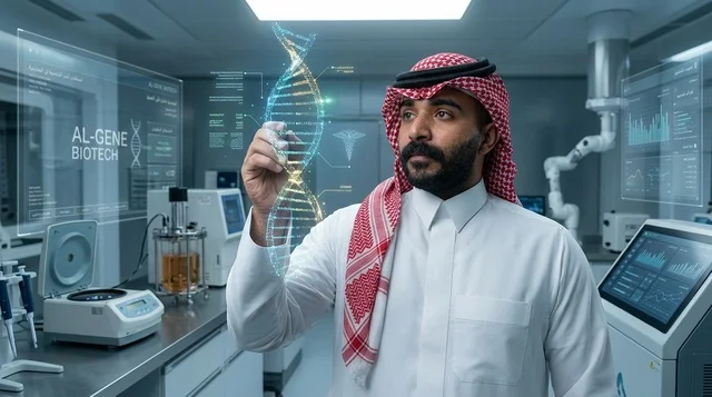 A Saudi doctor uses modern medical hologram technology.