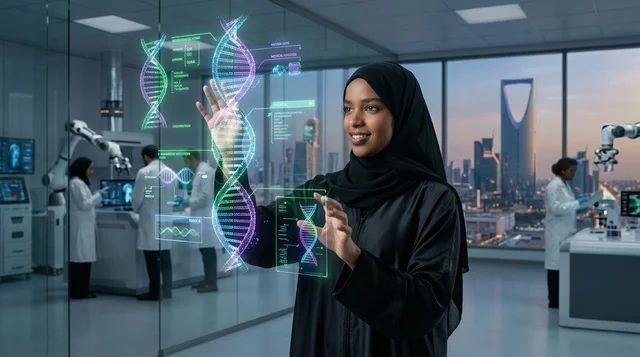 عالمة سعودية في مختبر تقني حديث بالرياض